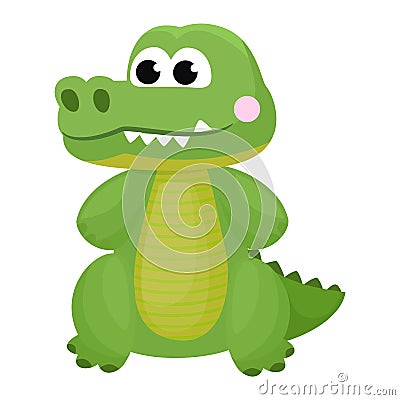 Crocodile vector cartoon crocodilian character of green alligator playing in kids playroom illustration animalistic Vector Illustration