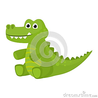 Crocodile vector cartoon crocodilian character of green alligator playing in kids playroom illustration animalistic Vector Illustration