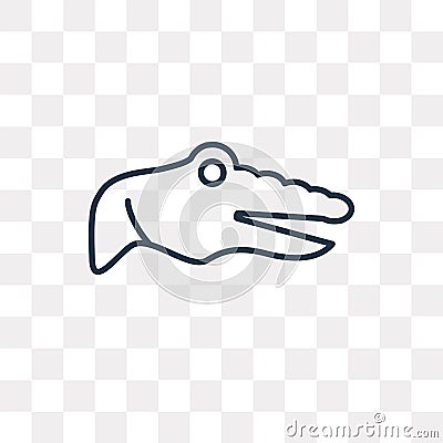 Crocodile vector icon isolated on transparent background, linear Vector Illustration