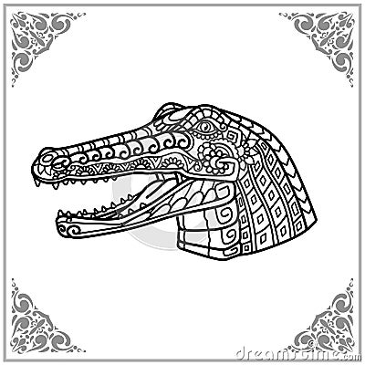 Crocodile zentangle arts isolated on white background Vector Illustration