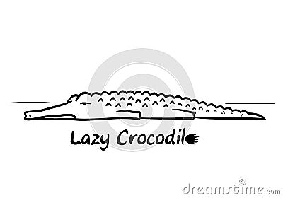 Crocodiles are lazy. sleeping crocodile cartoon sketch. Vector Illustration