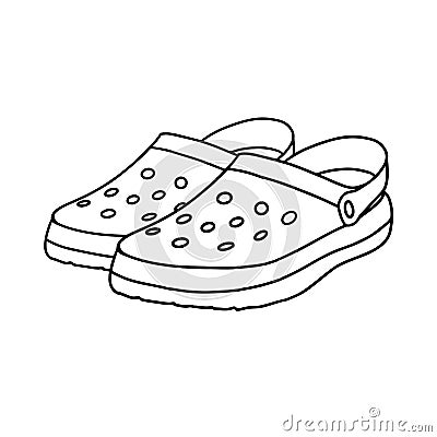 Crocs isolated on a white background. Beach sandals.Hand drawn vector illustration in Doodle style Vector Illustration