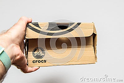 Crocs shoes cardboard box Editorial Stock Photo