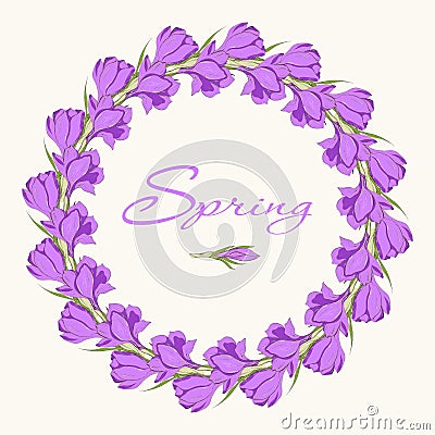 Crocus wreath 1 Vector Illustration