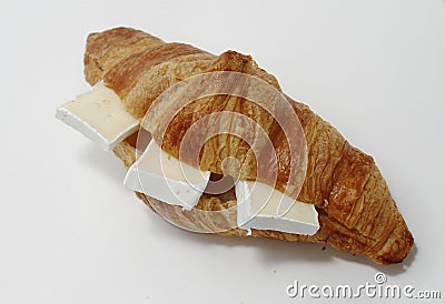 Croissant with brie cheese Stock Photo