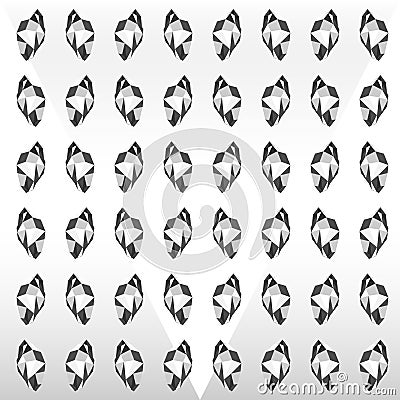 Croissant cubic black and white Vector Illustration