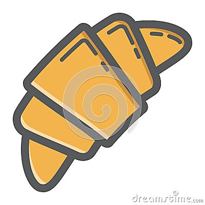 Croissant filled outline icon, food and drink Vector Illustration