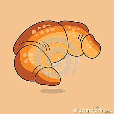 Croissant flat icon with shadow Vector Illustration