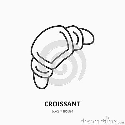 Croissant flat logo, line icon. Sweet food vector Vector Illustration