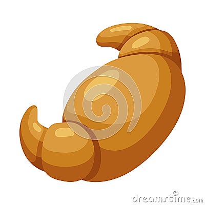 Croissant French crescent-shaped roll for breakfast icon Vector Illustration