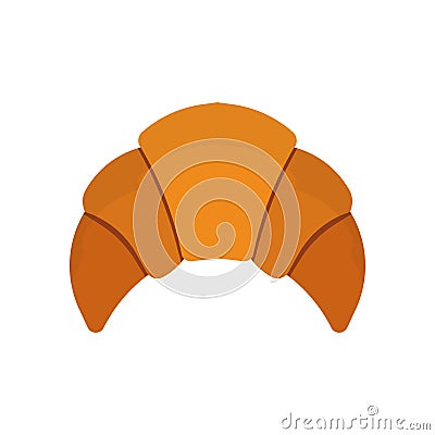 Croissant french top view meal brown cartoon bake bread above. Pastry crust vector icon lunch sweet symbol Vector Illustration