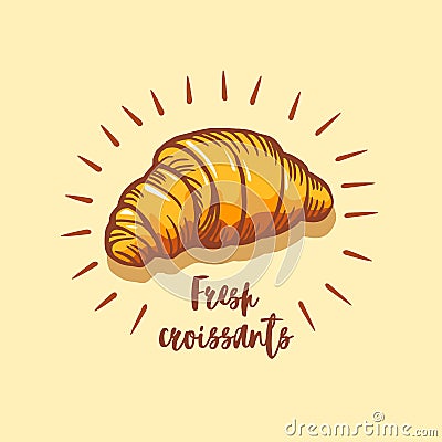 Croissant icon. Bakery shop emblem, badge and logo. Vintage design. Vector Illustration