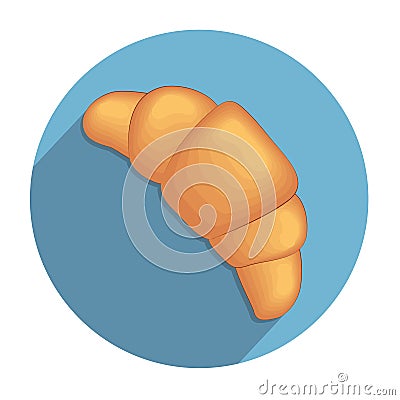 Croissant icon on blue background. Stock Photo