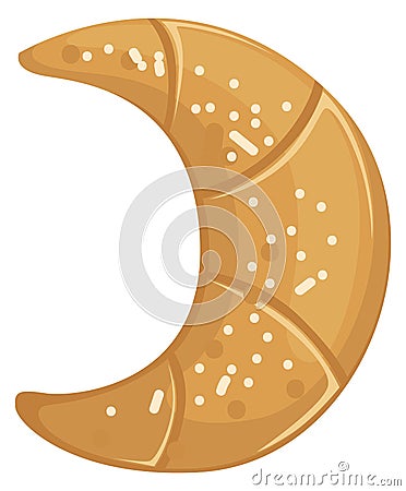 Croissant icon. Cartoon pastry. Sweet wheat bakery Vector Illustration