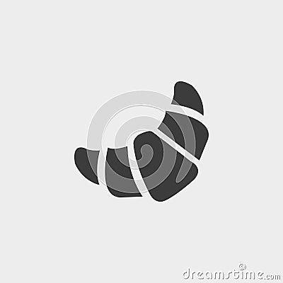 Croissant icon in a flat design in black color. Vector illustration eps10 Cartoon Illustration