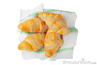Croissant isolated on white background. with clipping path. Croissant french breakfast. Top view Stock Photo