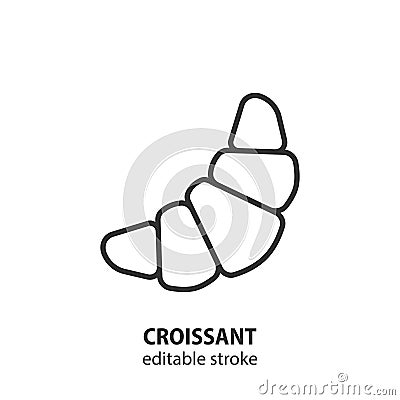 Croissant line icon. Pastry outline vector symbol. Editable stroke Vector Illustration