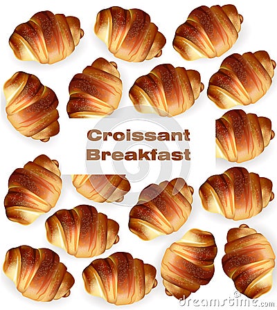 Croissant pattern Vector. Sweet dessert breakfast menu Vector Illustration
