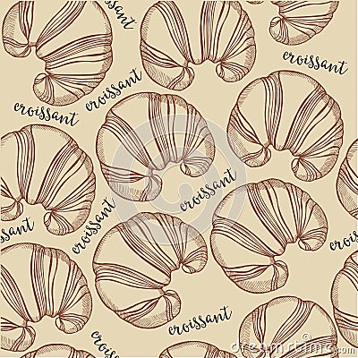 Croissant seamless pattern background vector. Vector Illustration