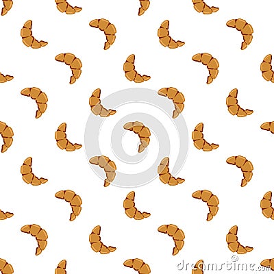 Croissant seamless pattern consisting color hand drawing style on white background for cafe Vector Illustration Stock Photo