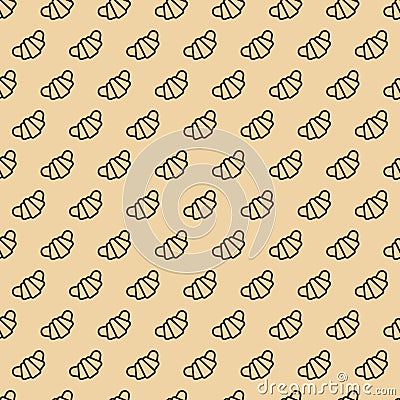 Croissant seamless pattern line style on brown background Stock Photo