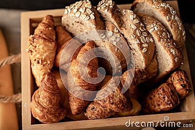 croissant on the wooden table Stock Photo