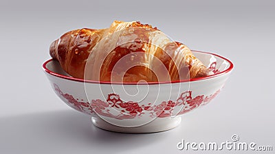 Oriental Croissant In Red And White Bowl Stock Photo