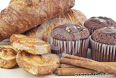 Croissants, muffins, cookies Stock Photo