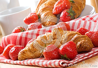 Croissants with strawberry Stock Photo