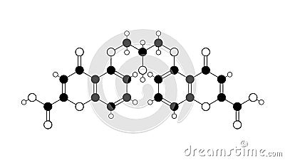 cromoglicic acid molecule, structural chemical formula, ball-and-stick model, isolated image antiallergic agent Stock Photo
