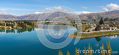 Cromwell and Kawarau river aerial view, New Zealand Stock Photo