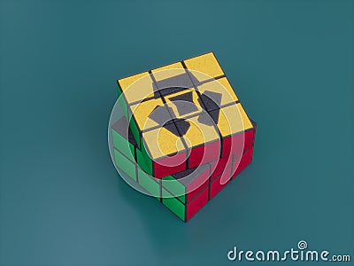 Cronos Crypto Rubiks Cube Puzzle Solve Logic Game Difficult 3D Illustration Stock Photo