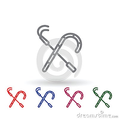Crook multi color icon. Simple thin line, outline vector of mythology icons for ui and ux, website or mobile application Stock Photo