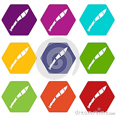 Crooked knife icon set color hexahedron Vector Illustration