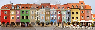Crooked medieval houses , Poznan, Poland Stock Photo