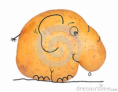 Crooked potato as a cartoon character Stock Photo