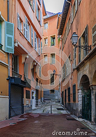 Crooked street in the Old Town Nice Stock Photo