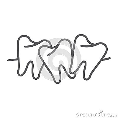 Crooked teeth thin line icon, dental and dentistry, cavity sign, vector graphics, a linear pattern on a white background Vector Illustration