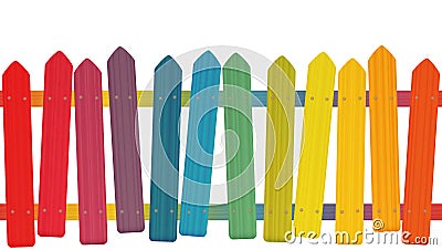 Crooked Unsteady Fence Colored Vector Illustration