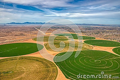 Crop Circles south of Phoenix, Arizona Stock Photo