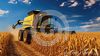 crop combining corn Cartoon Illustration