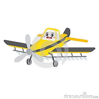 Crop Duster transportation cartoon character perspective view vector illustration Vector Illustration