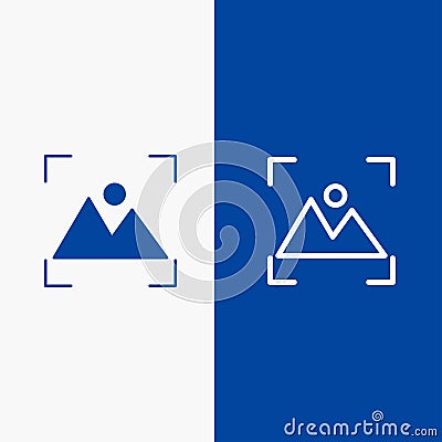 Crop, Focus, Photo, Photography Line and Glyph Solid icon Blue banner Line and Glyph Solid icon Blue banner Vector Illustration