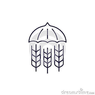 crop insurance line icon on white, vector Vector Illustration