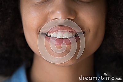 Cropped closeup face view lower part of beautiful African girl Stock Photo