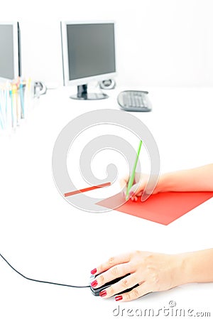 Cropped hands of young business woman Stock Photo