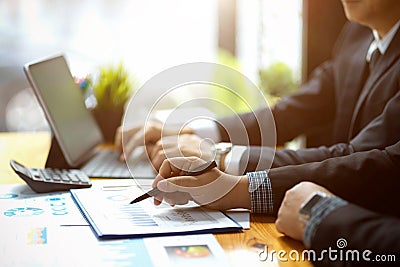 Businessman managing business financial investment plans Stock Photo