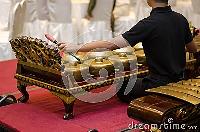 Cropped image high school boy performing traditional malay music Editorial Stock Photo