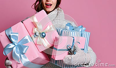 A beauty young girl with christmas gift Stock Photo