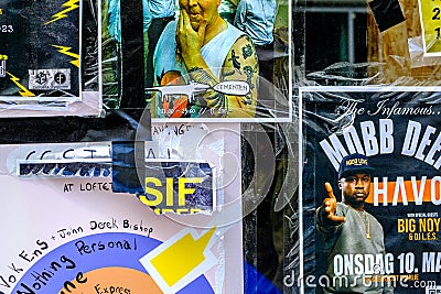 Cropped Shot Of Empty Shop Window Posters Advertising Entertainment Events Editorial Stock Photo